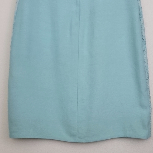 Vintage Blue & Lace Midi Short Sleeve Shift Dress By Jean Lang (Altered Waist) S - Picture 12 of 13